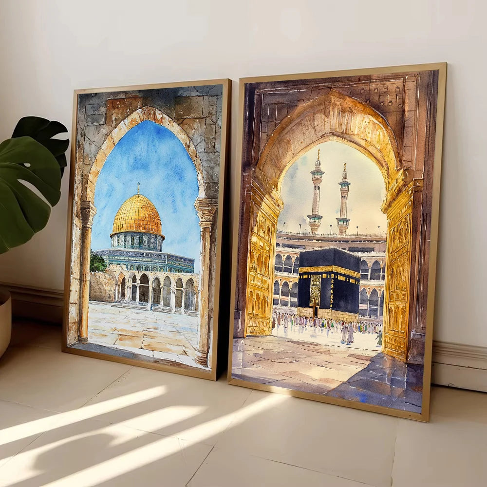 Al-Aqsa Mosque Kaaba Islamic Canvas Poster