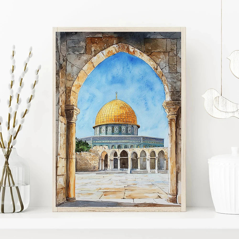 Al-Aqsa Mosque Kaaba Islamic Canvas Poster