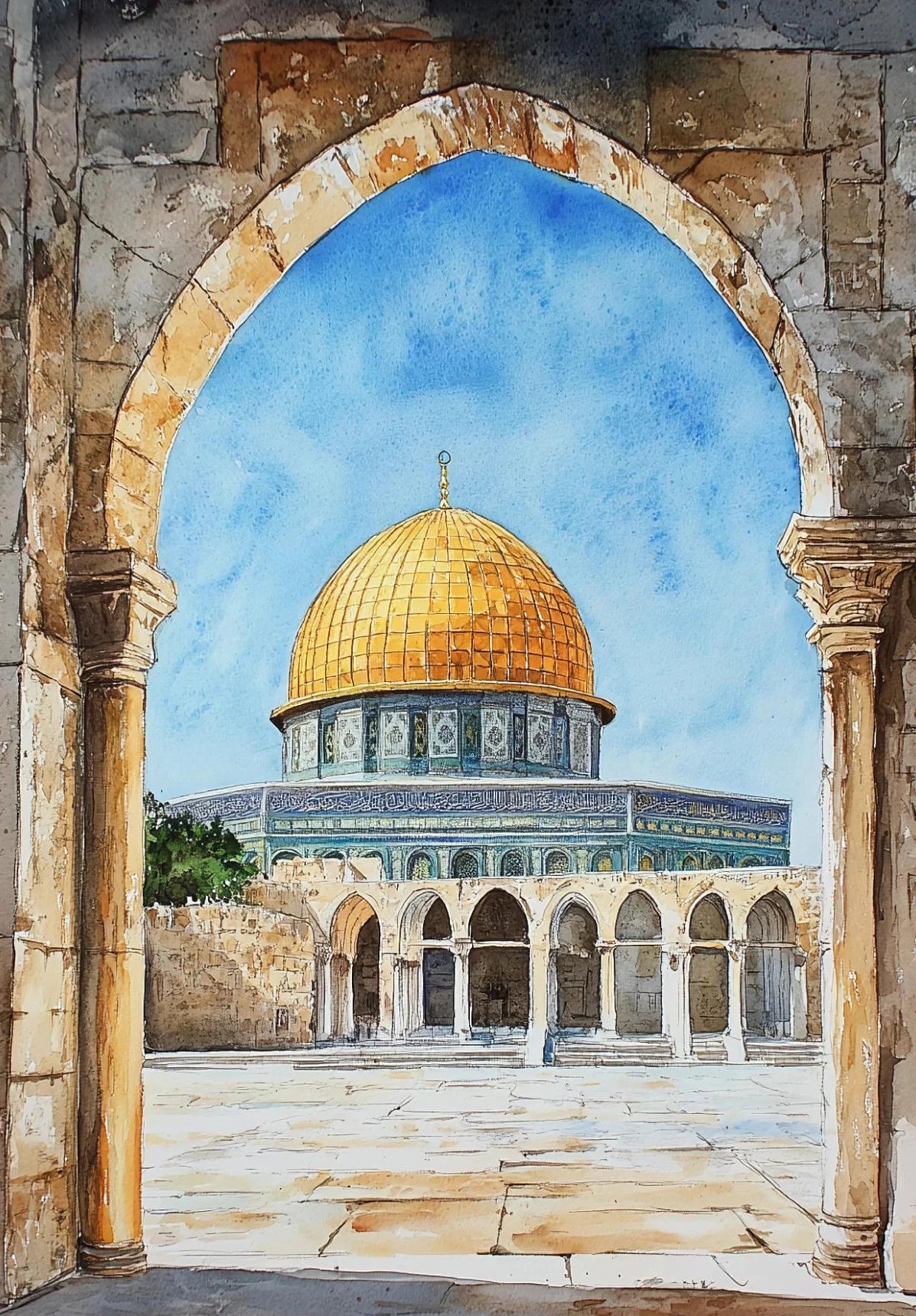 Al-Aqsa Mosque Kaaba Islamic Canvas Poster