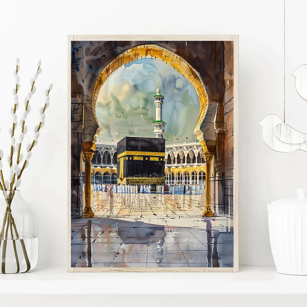 Al-Aqsa Mosque Kaaba Islamic Canvas Poster